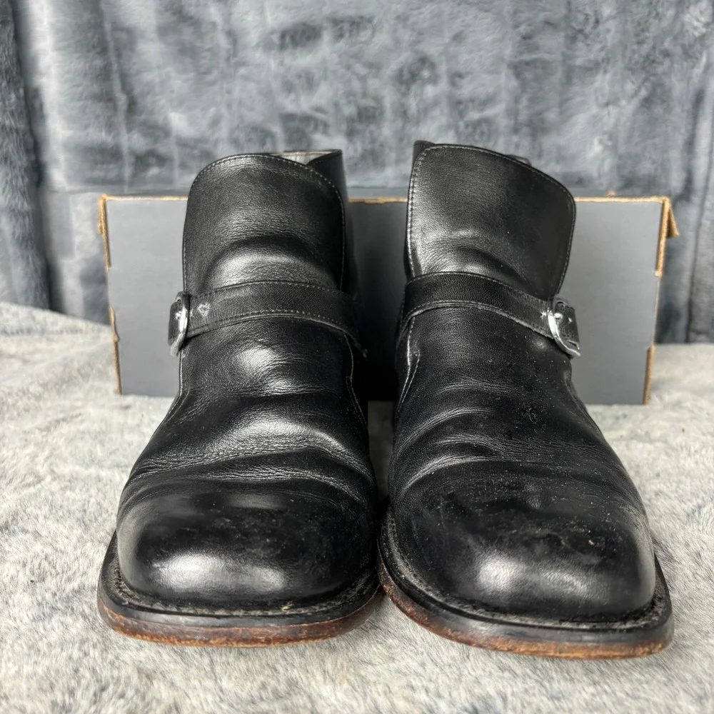 Vintage Sears Mens Black Leather Monk Strap Ankle Boots 8.5 D 74394-667 Retro